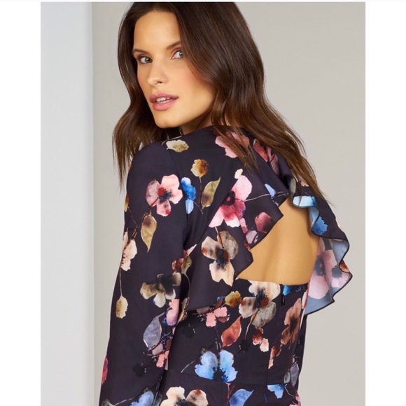 Anthropologie Ruffle Back Cutout Fit & Flare Dress - Picture 2 of 7